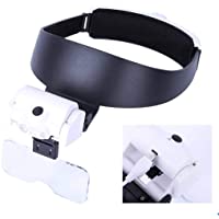MYMGG Lupa montada en la Cabeza con luz LED 5 Lentes Intercambiables (1X 1.5X 2X 2.5X 3.5X) Fuente de alimentación USB…